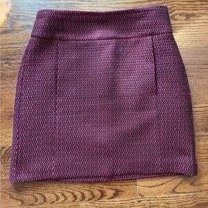 LOFT Burgundy, Red and Black Tweed Mini Skirt with Sparkle - Size 4